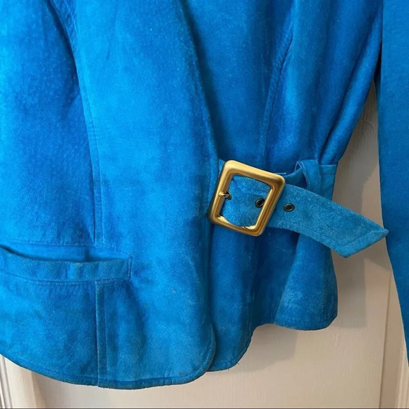 Vintage very high quality Danier  leather suede jacket in gorgeous blue XS - Picture 2 of 5